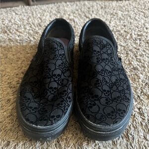 Vans Black Skull Slip-On Shoes